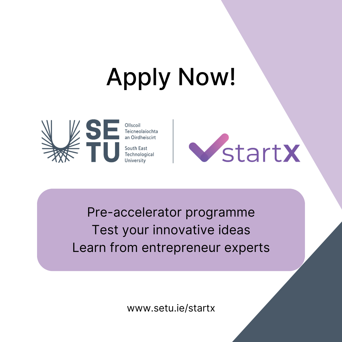 SETU Unveils StartX Entrepreneurship Programme to Foster Regional Innovation StartX Entrepreneurship Programme aim is to bolster innovation and entrepreneurship in the South East. SETU Unveils StartX Entrepreneurship Programme to Foster Regional Innovation StartX Entrepreneurship Programme aim is to bolster innovation and entrepreneurship in the South East.